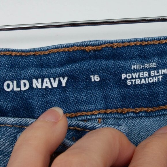 Old Navy Womens Power Slim Straight Mid Rise Denim Jeans Size 16 Blue Essential - Picture 3 of 6